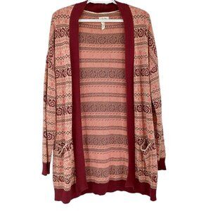Matilda Jane Harmony Sweater Cardigan Women's M Open Front Knit Floral Cozy